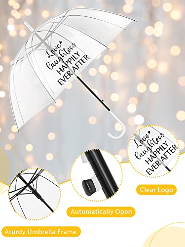2 Pcs Clear Umbrella Wedding Just Married Decorations Clear Bubble Umbrellas For Rain Love Is In The Air Stick Dome Umbrellas For Bridal Shower Men Women Wedding Decoration Photo Props (Warm Style) #TOP2