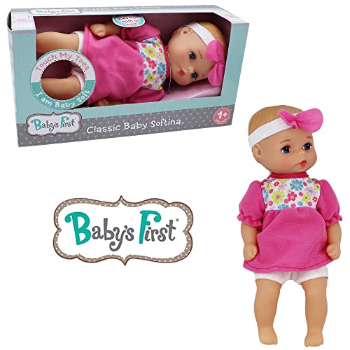 Muñeca Baby Softina clásica con jumper rosa y diadema miniatura 5