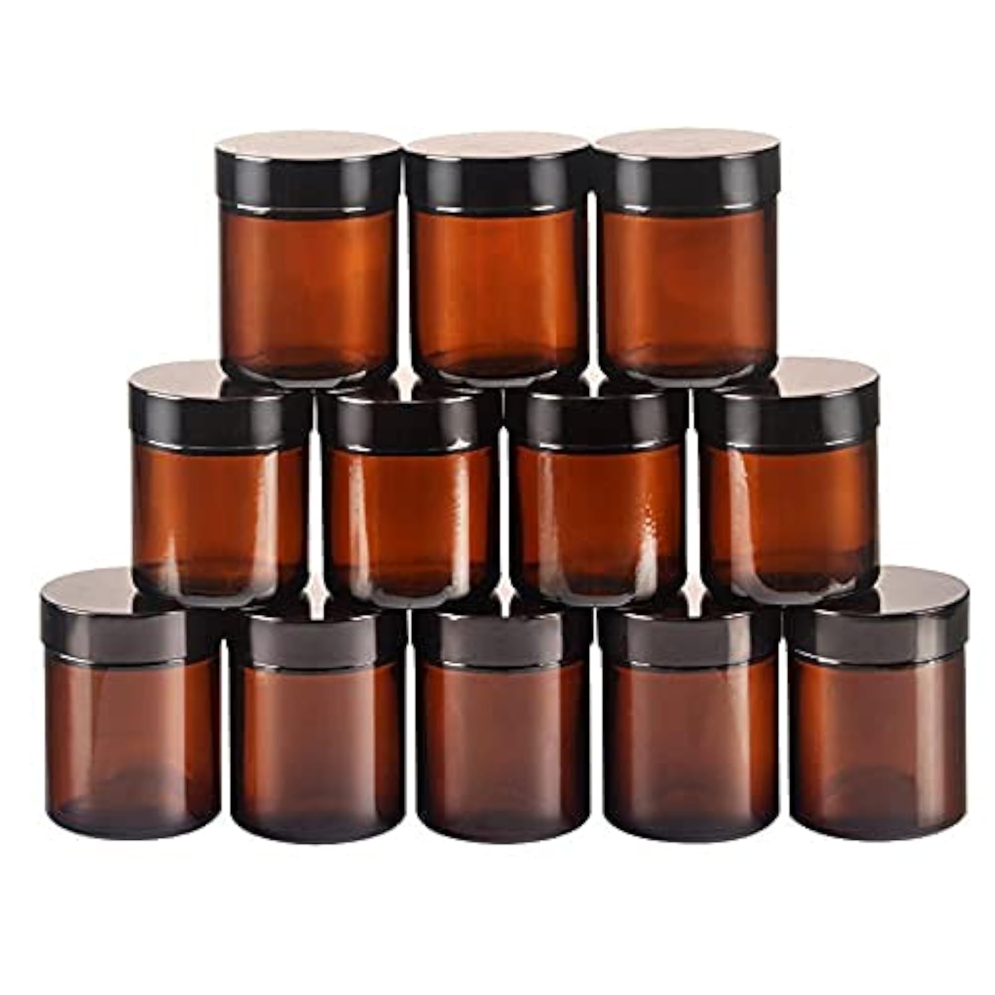 Amber Round Glass Jars 120Gm Empty Cosmetic Containers