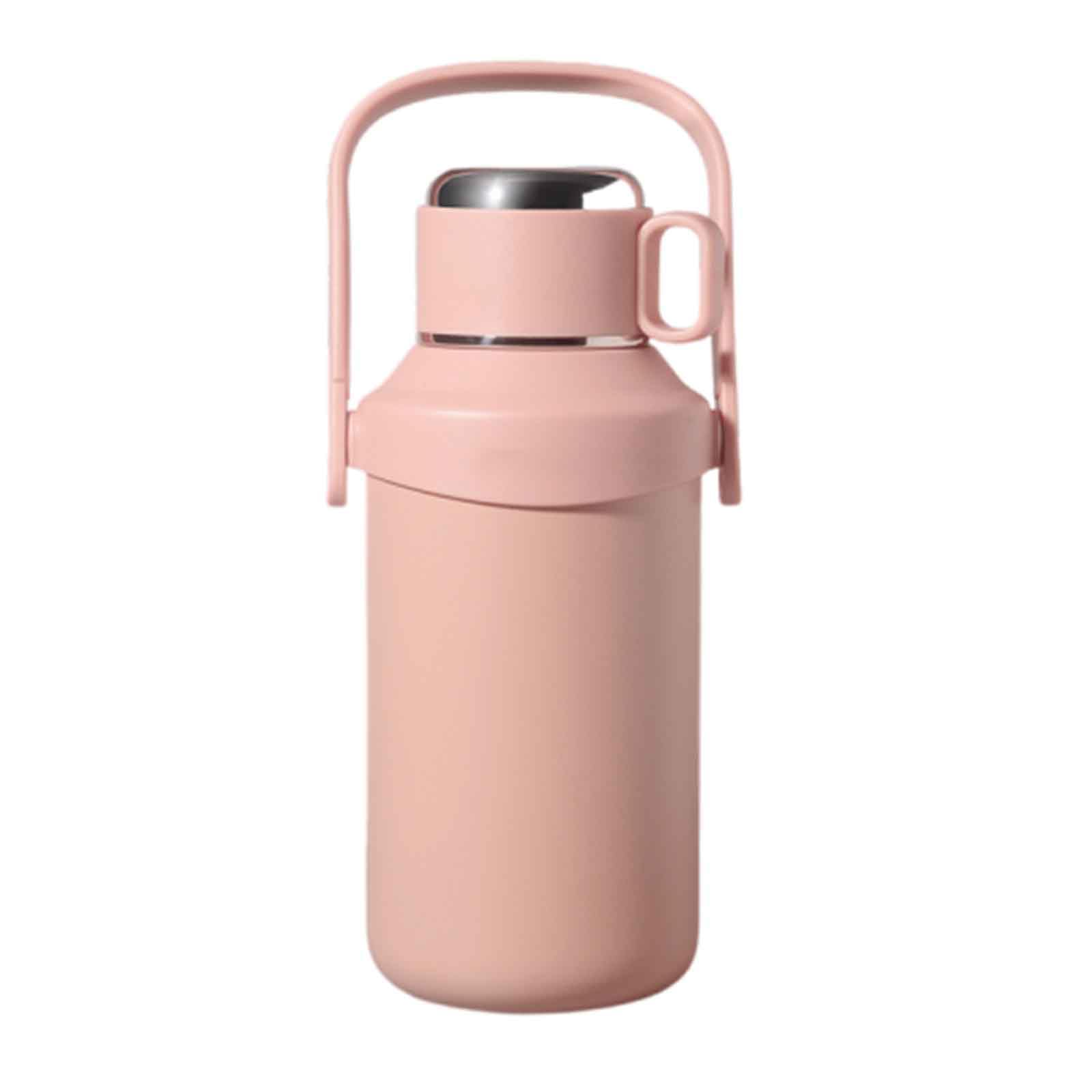 JUSHZ Sport Wasserflasche Water Bottle Wasser Flasche Thermoskanne Mit Becher Thermosflasche Thermobecher Termoskanne Edelstahl Isolierflasche Auslaufsicher Vakuum Tragbar Geschenk (1000ml,Pink)