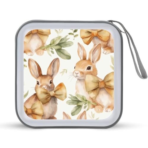 Étui CD plastique rigide 40 DVD, boîte rangement antichoc avec motif lapin