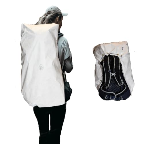 MODERN GRIZZLY Hiking Backpack Rain Cover Waterproof - Ultralight Durable Tyvek - Shock Cord Adjustable - Waterproof Backpack Cover Keeps Gear Dry - Multiple Sizes (Medium 28L-35L Backpack)