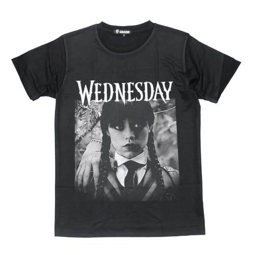 [GibGae] 映画Tシャツ ウェンズデー アダムス・ファミリー プリントTシャツ 半袖 メンズ (XL) [並行輸入品]