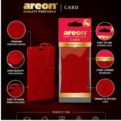Image of AREON X Version Bubble Gum Hanging Best Car Air Freshener - Long Lasting Scent for Car or Home - Long Lasting, Fresh, Luxurious Scent - Pack of 3