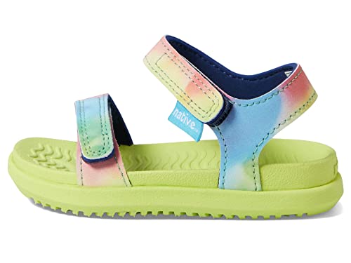 Native Shoes Kids Charley Sugarlite Print Flat Sandals For Little Kid - Hook-Loop Closure With Eva Footbed, And Eye-Catching Design Celery Green/Celery Green/Rainbow Tie-Dye 12 Little Kid M #TOP20