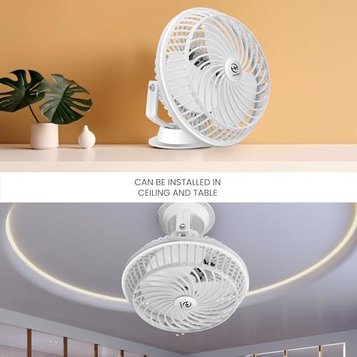 Image of HM 9 inch Cabin Fan 225 MM | 3 in 1 Multipurpose (Wall | Ceiling | Table) | Model - Cabin | 1 Year Warranty | (Pack of 1) (White)