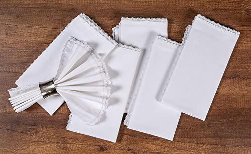 Riangi White Napkins Cloth Washable Set Of 12 With Lace Napkins Cloth Easter Napkins Cloth Napkins Bulk Table Napkins Cloth White Cloth - 18 X 18 Inches White Lace Napkins White Cotton Napkins #TOP1