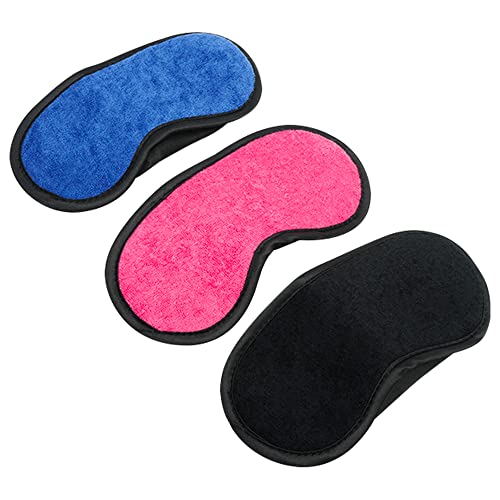 Towelling Travel Eye Mask with Adjustable Elastic Strap for Adults-Travel Aid Rest Blindfold, Soft Sleep Mask for Travel Accessories, Eye Mask (18cm- 3Pack)