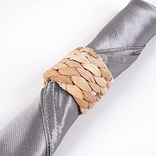 Wohiwo Napkin Rings Set Of 12, Farmhouse Napkin Rings Handmade By Natural Water Hyacinth, Woven Napkin Rings For Christmas, Party, Wedding, Supplies For Dinner Table Decoration #TOP7