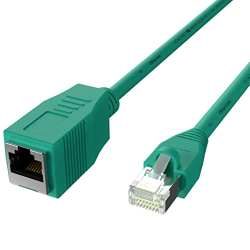 Image of iVoltaa Ethernet Extension Cable CAT6A Male to Female Cable Dual Shielded (SF /UTP) Professional Series - 10Gigabit /Sec LAN Network /High Speed Internet Cable, 1 Feet (0.3M)