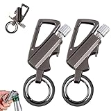 KoovDem Keychain Lighter， 2 Pack Metal Match Kerosene Lighter， Reusable Waterproof Windproof Permanent Strike Anywhere， with Multitool Bottle Opener, for Outdoor Survival Gift for Men(Black)