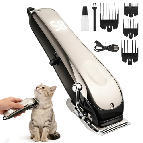 Tondeuse à cheval, silencieuse, sans fil, 20 W, pour cheveux épais et emmêlés, avec batterie de 1500 mAh pour une longue durée de vie, tondeuse puissante pour chien, 180 mm x 45 mm