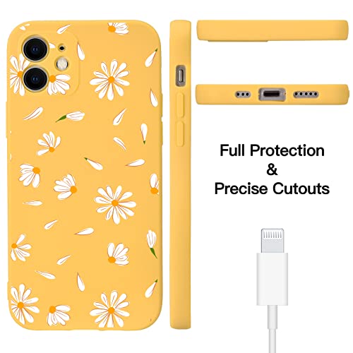 Joyland Silicone Daisy Case For Iphone Xr Bumper Flower Floral Case Flexible Case Daisy Cover Yellow Anti-Scratch Shockproof Shell Compatible For Iphone Xr #TOP2