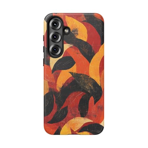 Coque Samsung S25 Plus orange motif feuilles d'automne mate coque de protection fine anti-choc