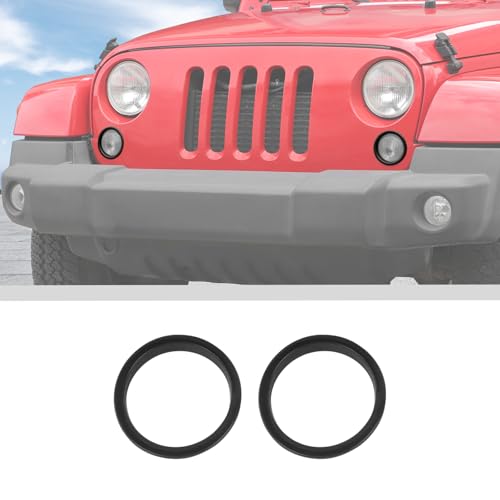 Image of JWWY Front Bumper Grill Insert Turn Signal Light Cover Trim Compatible with 2007-2017 Jeep Wrangler JK Exterior Accessories ABS 2PCS Black