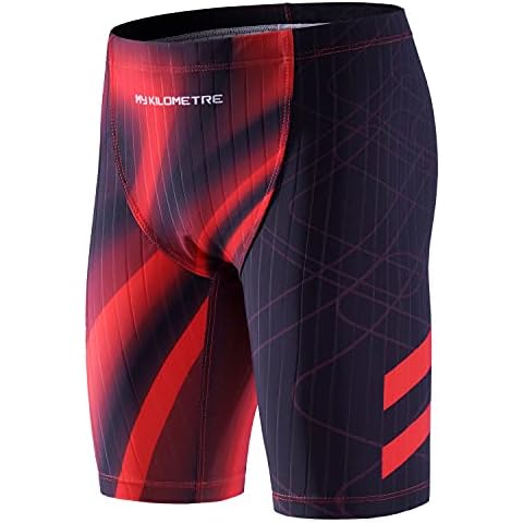 MY KILOMETRE Badehose Jungen Endurance Jammer Badeanzug Kinder Schwimmhose für Teen DunkelRot-XL Cover