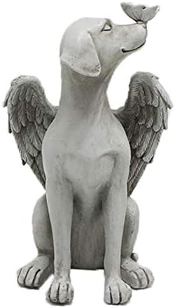 NINEFOX Dog Angel Memorial Statue,Pet Memorial Stones Grave Marker Tribute Statue, Memorial Gifts, Dog Passing Away Gifts Garden Resin Dog Ornament(Angle Dog)