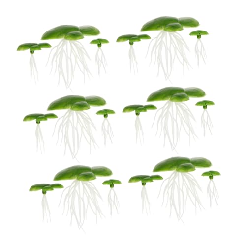 Garneck 3 Paquetes Plantas Acuáticas Artificiales Flotantes con Raíces Realistas Decoración para Peceras y Acuarios Plástico Duradero Mejora Estética Tanque Peces Lenteja de Agua Simulada