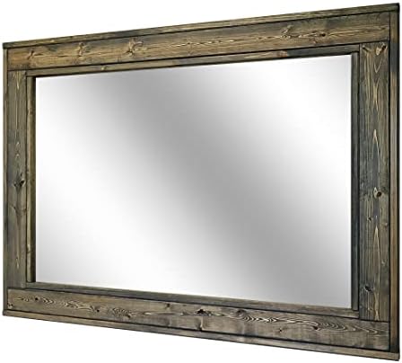 Herringbone Reclaimed Wood Framed Mirror, Available in 5 Sizes and 20 Stain colors: Shown in Weathered Oak - Mirrors Wall Mounted - Bathroom Vanity Mirror - Rustic Home Decor