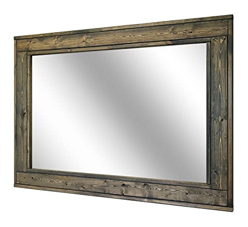 Herringbone Reclaimed Wood Framed Mirror, Available In 5 Sizes And 20 Stain Colors: Shown In Weathered Oak - Mirrors Wall Mounted - Bathroom Vanity Mirror - Rustic Home Decor #TOP22
