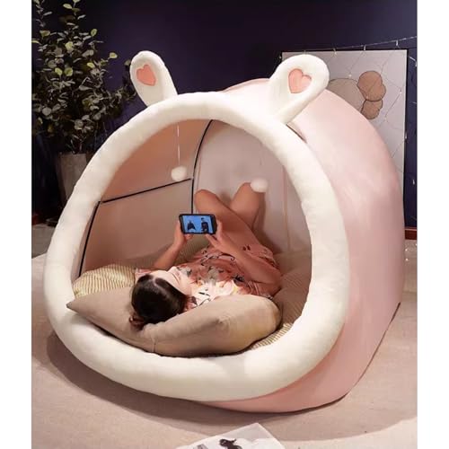 Hidona 人間用ドッグベッド 犬用ソファー 大型犬 ベッド 折りたたみ式ソファ やわらかい 快適 クリーニング可能 インストールが簡単 四季の適用 スペースが広い カジュアル テント かわいい 怠け者のソファー (グレーのぬいぐるみ デュアルユース冷却マット1)