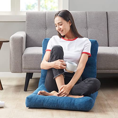 Degrees Of Comfort Memory Foam Meditation Floor Pillow Set Of 2, Square Large Pillows Seating For Adults, Tufted Corduroy Floor Cushion For Living Room Tatami, Navy Blue, 22X22 Inch #TOP3
