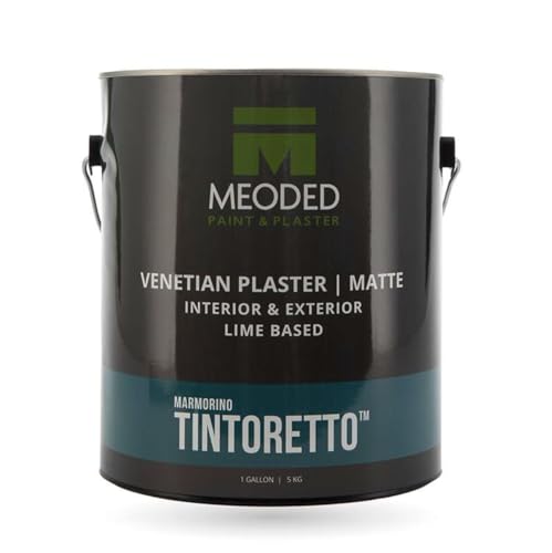 Meoded Marmorino Tintoretto Venetian Plaster – Premium Interior & Exterior Lime-Based Decorative Plaster, Matte Finish, Natural & Breathable (Charcoal)
