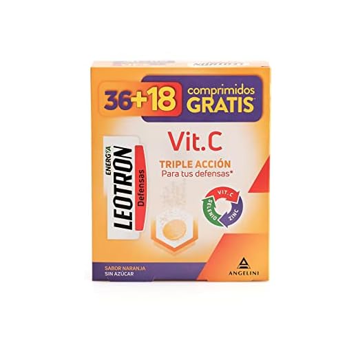 LEOTRON Vitamina C 36+18 comprimidos efervescentes - Complemento alimenticio con vitamina C, zinc y selenio con edulcorantes