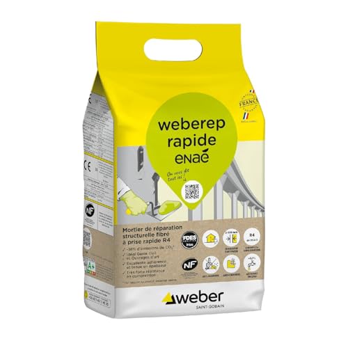 Mortier de réparation fibré à prise rapide, 5kg, WEBEREP RAPIDE, WEBER