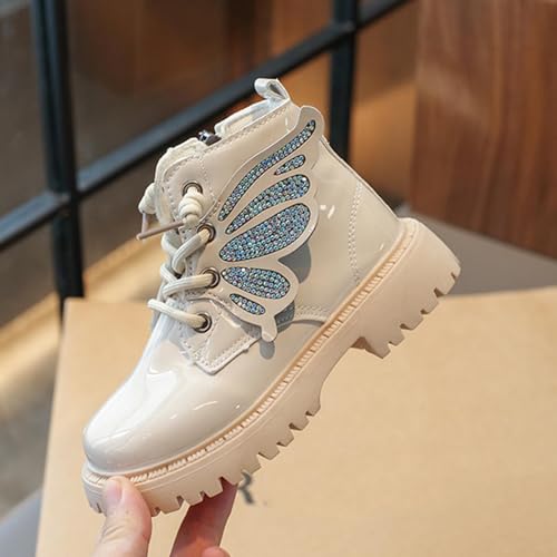 Girls Ankle Boots Lace Up Leather Booties Cute Butterfly Wings Comfortable Outdoor Non Slip Short Boots3
