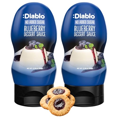 Diablo No Added Sugar Dessert Sauce Blueberry – Guilt-Free Dessert Topping, Vegetarian Friendly Flavoring & Drizzle Syrup for Waffle, Pancake, Cereal, Cake, Ice Cream & More, 350g, 12.35oz - 2 Pack