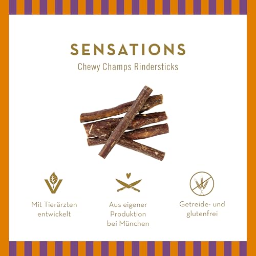 Terra Canis Sensations Chewy Champs - Rindersticks 100g I Natürliche, getrocknete Kauartikel I Beschäftigung durch Kauen | Ergänzungsfuttermittel für Hunde