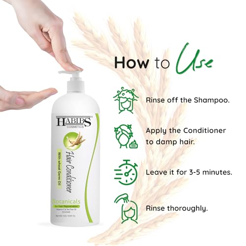 Image of Habibs Professinal hair conditioner Nourishing for Smooth & Straight Frizz-Free hair, With Wheat germ oil Vitamin E & tea tree oil Enriched (1LTR)