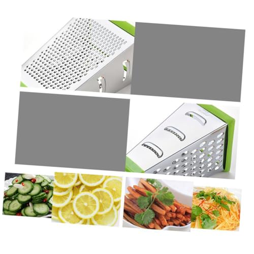 HOMOBABE Rallador Multifuncional Inoxidable de Cuatro Cortador de Verduras para y Patata Utensilio de de Limpiar Plateado y Verde