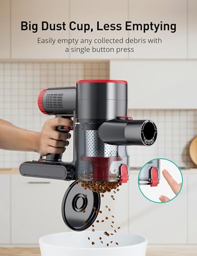Image of Aspiron Cordless Stick Vacuum Cleaner,550W /55KPA Stick Vacuum for Home, LED Touch Display Screen, 2 Charging Ways,2 HEPA Filter, LED Headlight,Handheld Vacuum for Hard Floor, Carpets, Sofa, Car