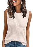 AUTOMET Womens White Tank Tops Summer Sleeveless Sweaters Tunic Shirts Fashion Basic Soft Clothes 2026 Casual Trendy Vacation Spring Outfits Beige L