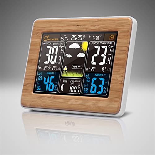 Weather Alarm Clock Forecast Temperature Moon Phase Snooze Lunar Phase Large Display Digital Color