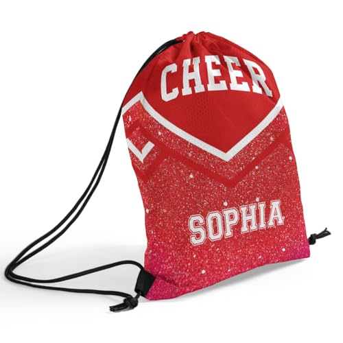 Cheer Red Personalized Drawstring Sackpack Backpack String Bag Sports Gym Bag for Girls Waterproof Yoga Competition Bag4