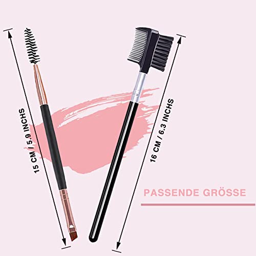 Duo Augenbrauen Bürste und Kamm Wimpernkamm bürste Augenbrauenpinsel abgewinkelter Augenbrauenbürste Augenbrauen Kamm Bürste(Schwarz)