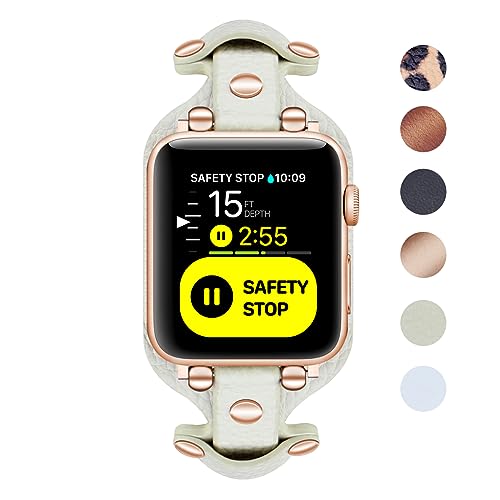 Juntan Leather Cuff Watch Band Slim Compatible for Apple Watch 42mm 44mm 45mm