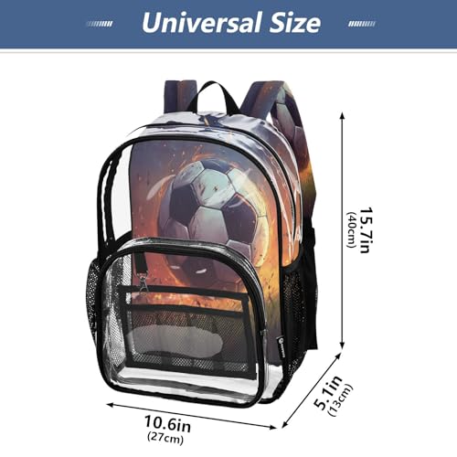 Soccer Football Clear Backpack Boy Girl Kids Heavy Duty PVC Transparent Bookbag School Bag with Multiple Compartments4