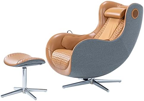 UUOF Massage Chair Full Body Recliner - Zero Gravity Caramel Leather Lounge Chair with Heat and Shiatsu Massage Office Chair Sl Track Intelligent Body Detection Bluetooth Speaker Airbags (Caramel)