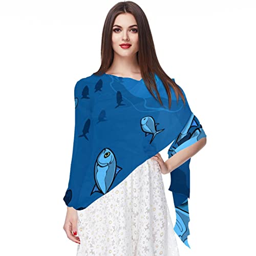 Soie mousseline foulard femme motif océan multicolore aux finitions soignées et fluides