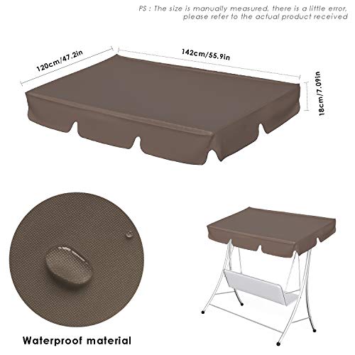 Felenny Patio Swing Canopy Cover Set Waterproof Swing Canopy Seat Top Cover Swing Cushion Cover Swing Dustproof Protection For 11-Seat Swing #TOP2