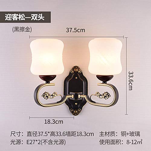 Preisvergleich Produktbild Lampe Wandleuchte Wandlampen Aussenlampe New Chinesischen Stil Kupfer Wandleuchte Chinesischen Stil Schlafzimmer Nachttischlampe Wohnzimmer Zen Hintergrund Wandleuchte- [Welcome Kiefer] Double Head Sc