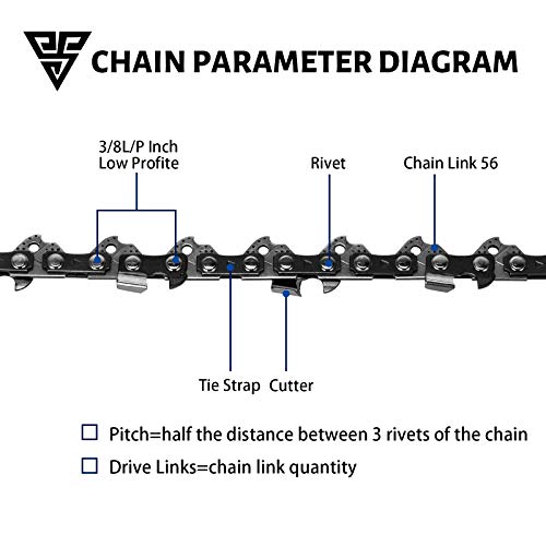 Loggers Art Gens Chainsaw Chain for 16-Inch Bar SG-S56, 3/8" LP Pitch - .050" Gauge - 56 Drive Links, Compatible with Craftsman/Sears, Echo, Homelite, McCulloch, Poulan, Worx, Chicago （3-Pack） - Thumbnail 3
