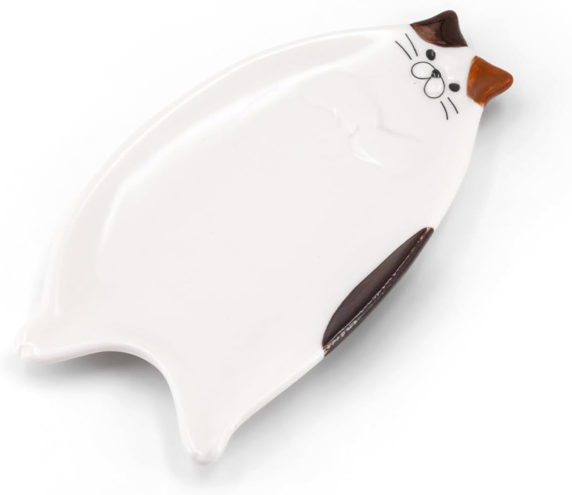 Ceramic Spoon Rest for Stove Top, Cute Cat Spoon Holder for Kitchen Countertop, Bowls for Dripping and Snacks, Cooking Kitchen Spoon Rest Utensil Rest (1)