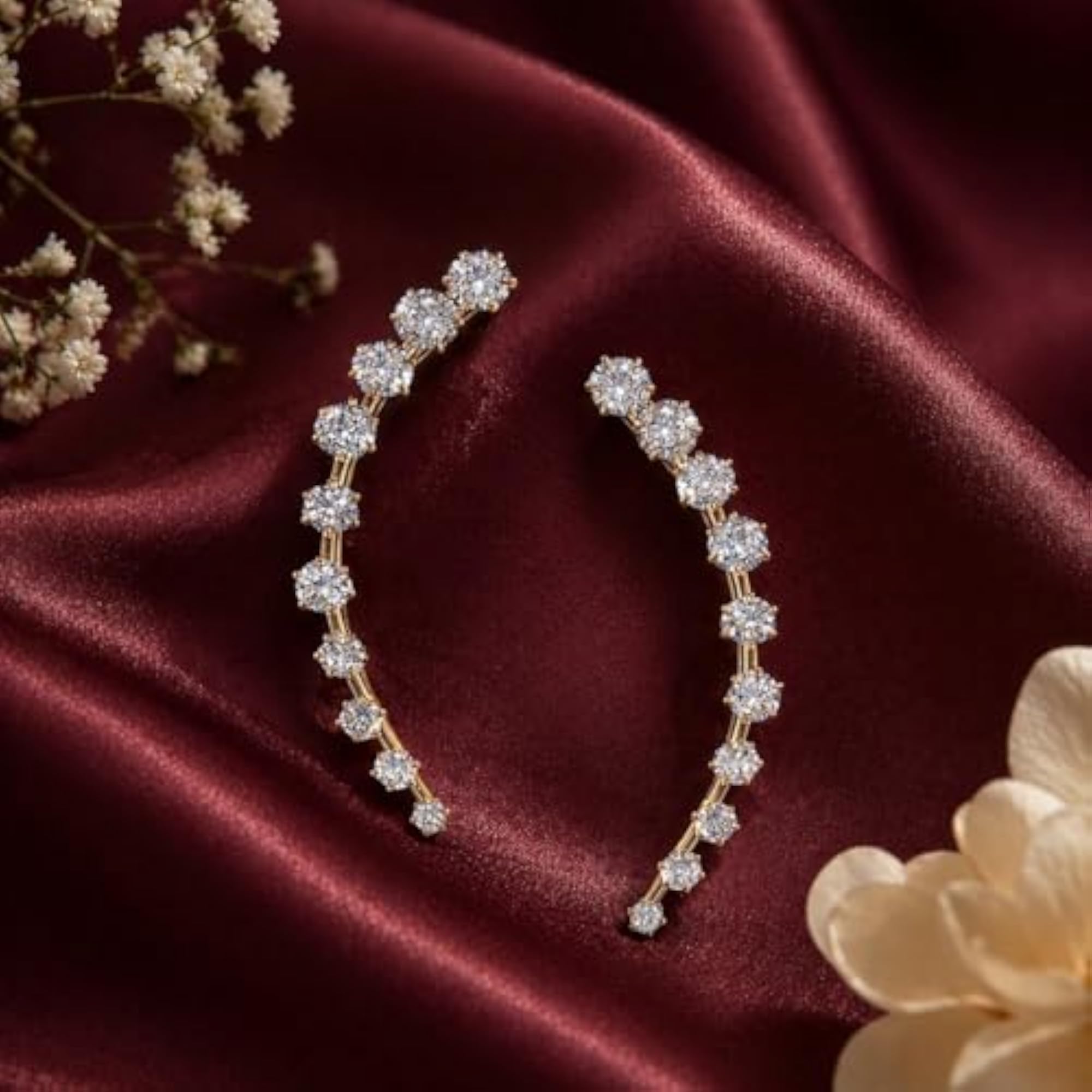 Gold Plated American Diamond Ear Cuffs for Women