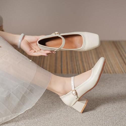 Hee grand Mary Jane Heels for Women Square Toe Low Heel Dress Shoes Comfortable Chunky Block Office Pumps4