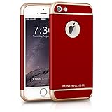 iPhone SE Case,Minimalism 3 In 1 Ultra Thin and Slim Hard Case Coated Non Slip Matte Surface with Electroplate Frame for Apple iPhone 5, iPhone 5S, iPhone SE --Red